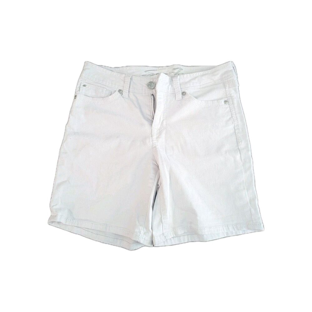 Jen‎ 7 By 7 For All Mankind White Bermuda Jean Denim Shorts Sz 4 Stretch